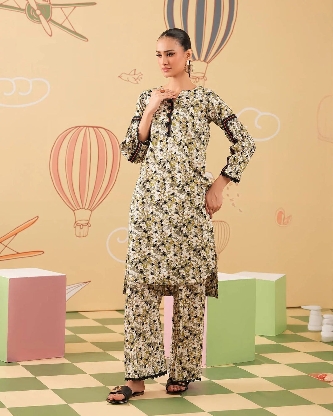 2 Piece - Printed Cambric Cotton Suit Unstitched | UNFF0104-K.CT Sha Posh Textile