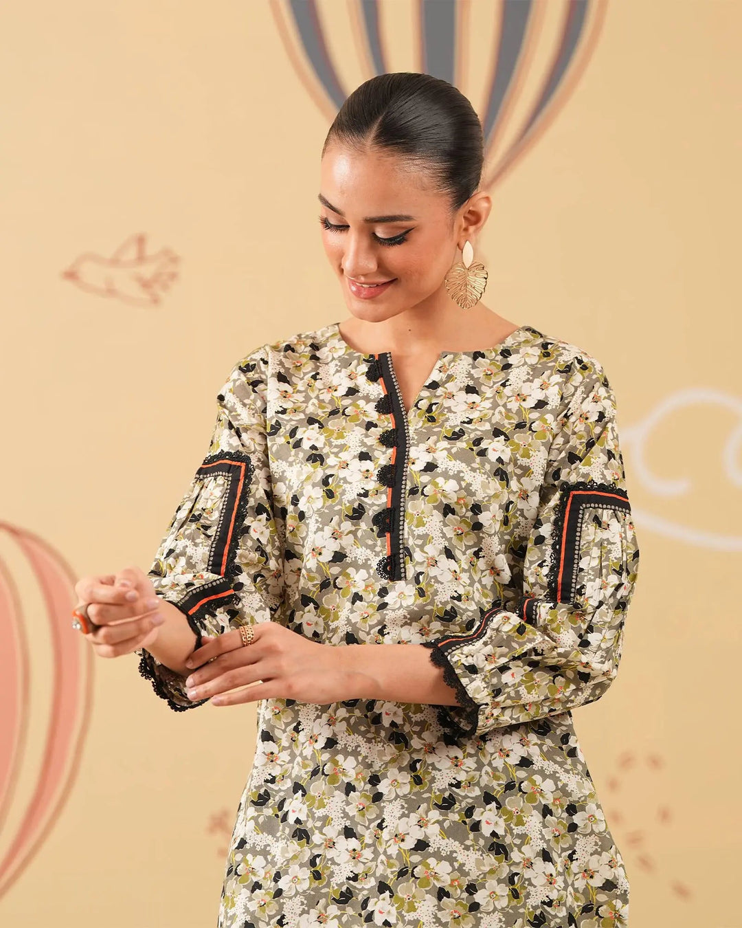 2 Piece - Printed Cambric Cotton Suit Unstitched | UNFF0104-K.CT Sha Posh Textile