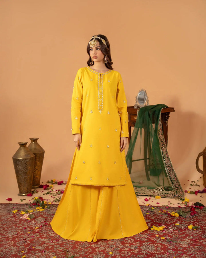 2 Piece Ready-to-Wear Plain Paper Katan Suit | 429  (Dupatta is not included) - Sha Posh Textile