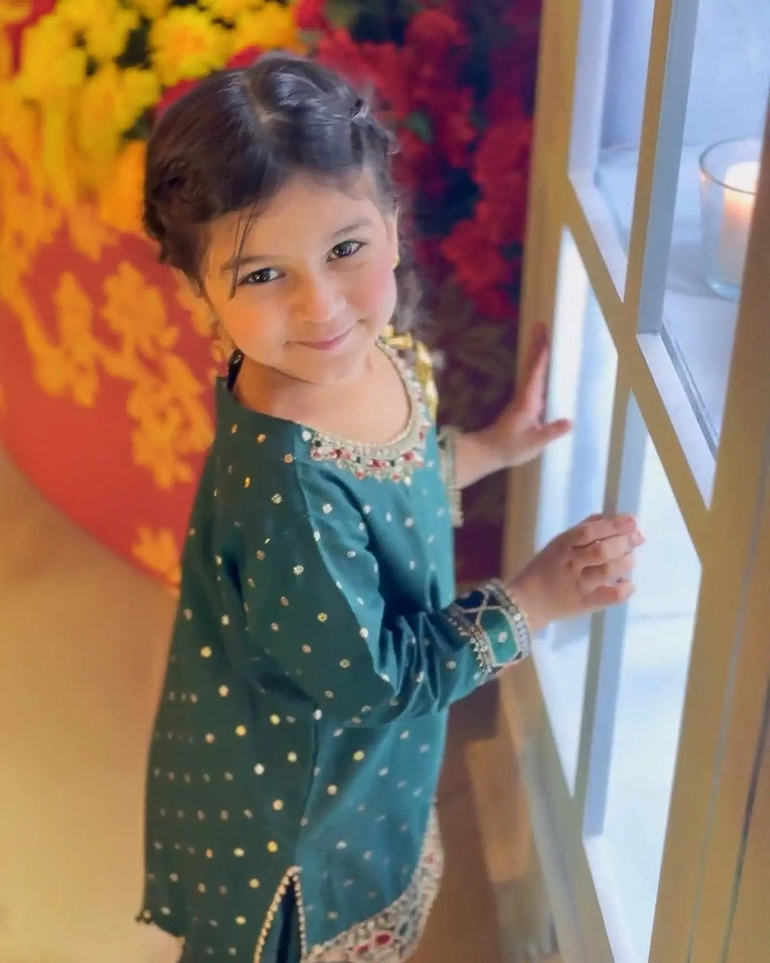 Kids 3 Piece Zari Badla Suit Stitched | 4080-SJ-B.BADLA Sha Posh Textile