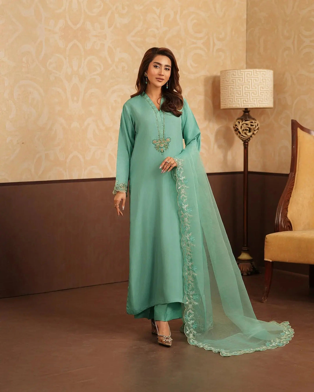 3-Piece Ready-to-Wear Silk Suit |  4090-SJ-SLK - Sha Posh Textile
